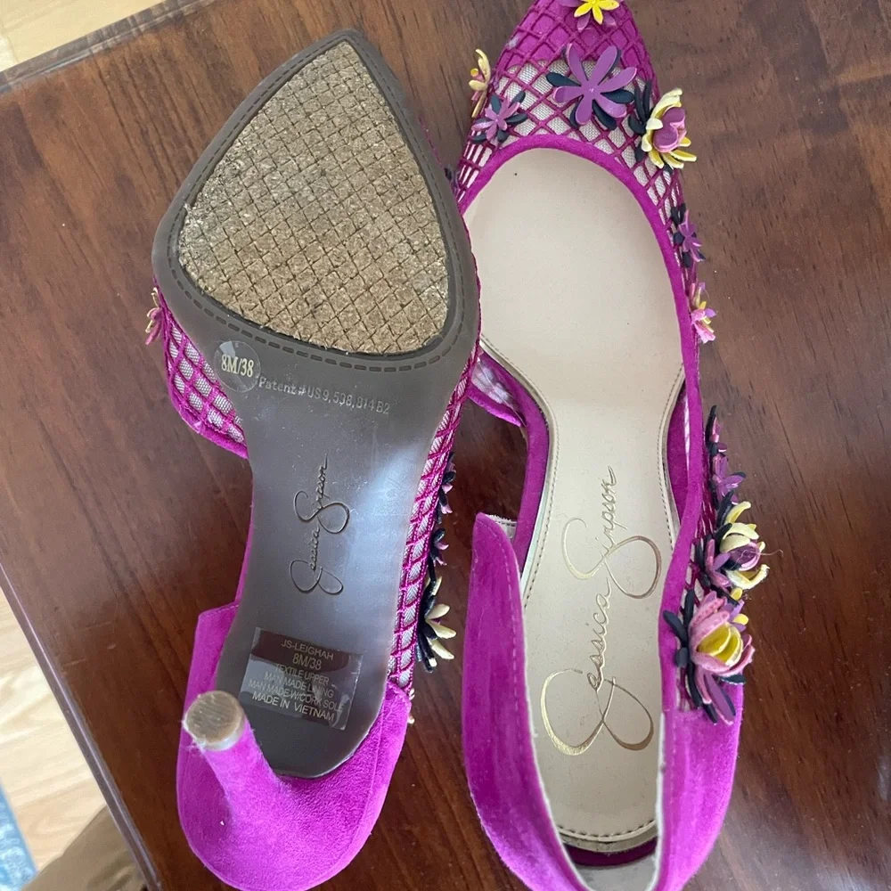 Jessica Simpson Bright Fuchsia Floral Pointed-Toe Heels - Picture 2 of 4